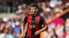 FILE - Bournemouth's Milos Kerkez runs into position during the English Premier League soccer match against Newcastle United, at the Vitality Stadium in Bournemouth, England, Aug. 25, 2024. (AP Photo/Dave Shopland, file)