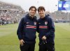 United States midfielder Brenden Aaronson, left, poses for a photo with his brother forward Paxten Aaronson before the start of an international friendly soccer game against Turkey, Saturday, June 7, 2025, in East Hartford, Conn. (AP Photo/Mary Schwalm)