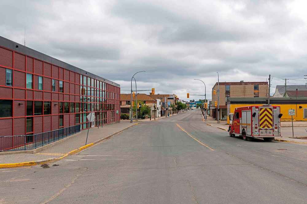 The streets are empty in Flin Flon.