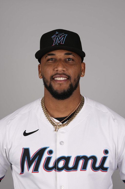 The Toronto Blue Jays have acquired pitcher Robinson Pina in exchange for fellow right-hander Colby Martin. Pina posed for a photo during Marlins training camp on Wednesday, Feb. 19, 2025. (AP Photo/Jeff Roberson)