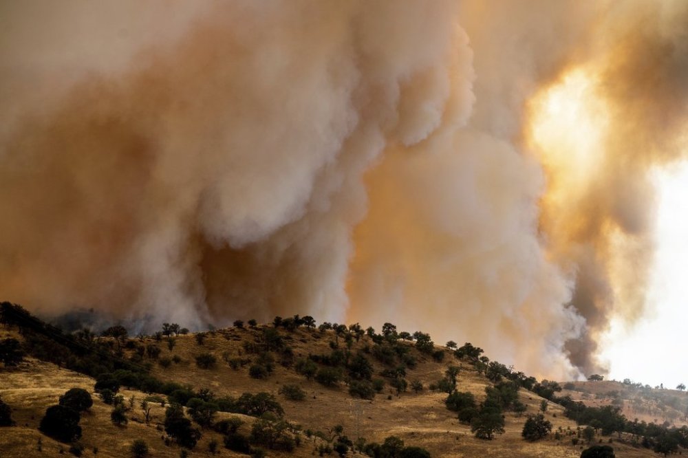 The Madre wildfire burns on Thursday, July 3, 2025, in San Luis Obispo County, Calif. (AP Photo/Noah Berger)