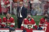 Florida Panthers head coach Paul Maurice reacts during the third period in Game 4 of the NHL hockey Stanley Cup Eastern Conference finals against the Carolina Hurricanes, Monday, May 26, 2025, in Sunrise, Fla. (AP Photo/Lynne Sladky)