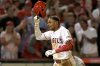 Los Angeles Angels' Christian Moore celebrates after hitting a walk-off two-run home run in the 10th inning of a baseball game against the Boston Red Sox, Tuesday, June 24, 2025, in Anaheim, Calif. (AP Photo/Jayne Kamin-Oncea)