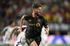 FILE - Los Angeles FC's Olivier Giroud (9) follows a play during the Club World Cup Group D soccer match against Flamengo, Wednesday, June 25, 2025 in Orlando, Fla. (AP Photo/Phelan M. Ebenhack, file)