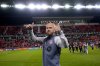 Toronto FC midfielder Michael Bradley (4) gestures to the crowd at the end of second half MLS soccer action in Toronto on Saturday, Oct. 21, 2023. This was Bradley's final game of his MLS career. THE CANADIAN PRESS/Nathan Denette