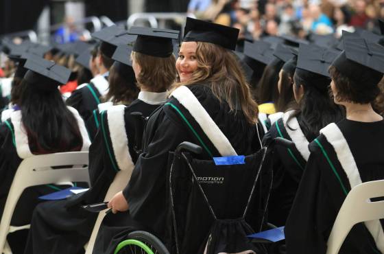 Jennifer Breddam began online courses after experiencing debilitating back pain during a previous job. She became involved with a number of advocacy groups while in university. (Ruth Bonneville / Free Press)