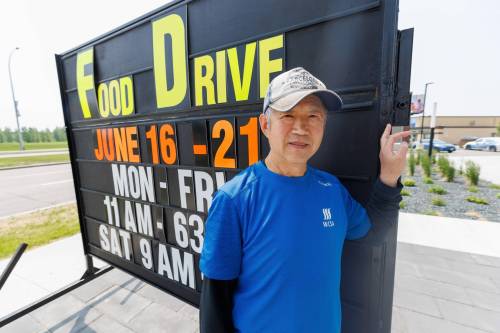 MIKE DEAL / FREE PRESS
                                Songyan Liu (he/him, 67), co-founder and executive vice president of the Winnipeg Chinese Senior Association. The WCSA is one of a handful of faith groups organizing a food drive June 16-21 that will benefit Harvest Manitoba. Reporter: Aaron Epp 250613 - Friday, June 13, 2025.
