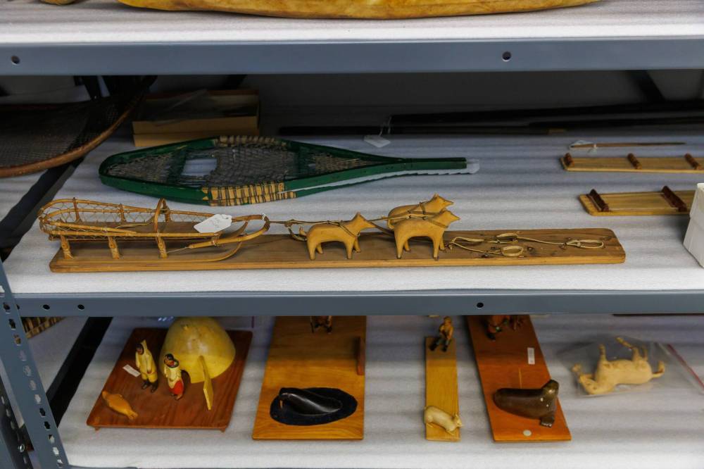MIKE DEAL / FREE PRESS
Samples of wood carvings to be sold in the stores.