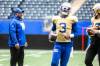 MIKAELA MACKENZIE / WINNIPEG FREE PRESS
                                Bombers quarterbacks coach Jarious Jackson keeps an eye on things Monday at the team’s practice.