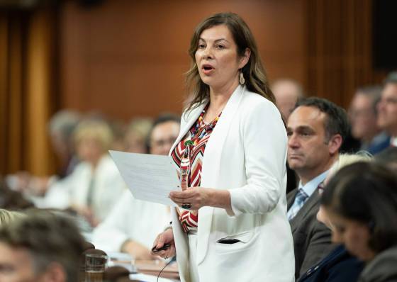 Minister of Northern and Arctic Affairs Rebecca Chartrand rises during Question Period, in May. (Adrian Wyld / The Canadian Press files)
