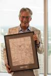 BROOK JONES / FREE PRESS
                                Former premier Gary Doer holds his CentrePort Canada Footprint Award, which recognizes an individual who has contributed to the success of CentrePort Canada and its mission to grow Manitoba’s role in global trade and logistics.