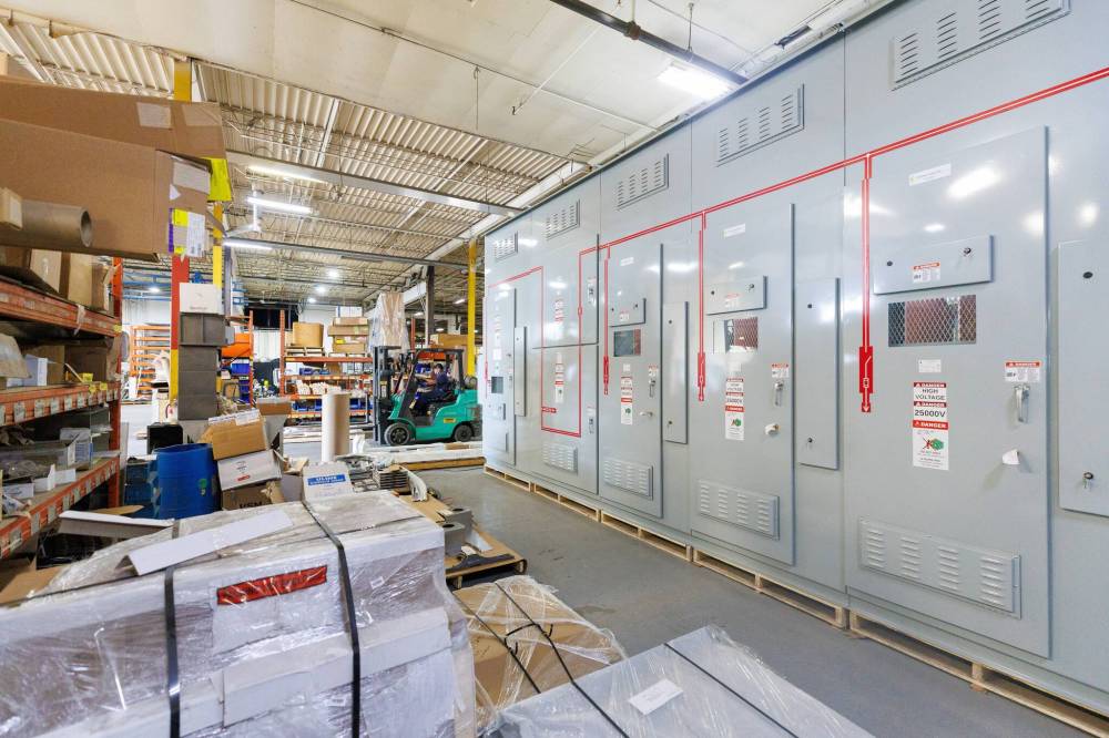 MIKE DEAL / FREE PRESS
An 25,000 volt switch gear being assembled for a client that uses a large amount of electricity sits on the shop floor at Strong Electric, 906 King Edward Street. Strong Electric manufactures products for the electrical industry.