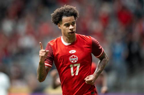 ETHAN CAIRNS / THE CANADIAN PRESS
                                Canada’s Tajon Buchanan celebrates his goal against Honduras at the CONCACAF Gold Cup on Tuesday.