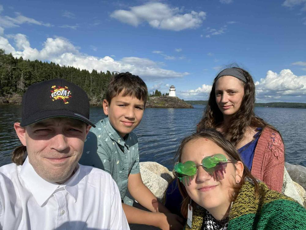 SUPPLIED
While step-dad Myles Evans attended camp in New Brunswick, Walker and Anastasia Proden, with mom Vanessa Proden, go to Circle Square Ranch camp, south of Austin, Man.