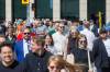 MIKE DEAL / FREE PRESS
                                Once crossing the street at Portage and Main became official, huge crowds of people made their way around to each of the crosswalks.