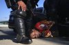 A protester is arrested by California Highway Patrol near the federal building in downtown Los Angeles on Tuesday, June 10, 2025. (AP Photo/Eric Thayer)