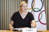 International Olympic Committee (IOC) President Kirsty Coventry speaks during the opening of the executive board meeting of the IOC, at the Olympic House, in Lausanne, Switzerland, Wednesday, June 25, 2025. (Jean-Christophe Bott/Keystone via AP)