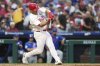 Philadelphia Phillies' Otto Kemp hits a single against Chicago Cubs pitcher Matthew Boyd during the fifth inning of a baseball game Monday, June 9, 2025, in Philadelphia. (AP Photo/Matt Slocum)