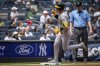 Athletics' Brent Rooker (25) celebrates a home run during the fourth inning of a baseball game against the New York Yankees, Saturday, June 28, 2025, in New York. (AP Photo/Angelina Katsanis)