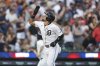 Detroit Tigers' Javier Báez celebrates his home run against the Pittsburgh Pirates in the fifth inning during a baseball game, Tuesday, June 17, 2025, in Detroit. (AP Photo/Paul Sancya)