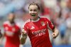 Benfica's Andreas Schjelderup celebrates after scoring during the Club World Cup Group C soccer match between Benfica and Bayern Munich in Charlotte, N.C., Tuesday, June 24, 2025. (AP Photo/Nell Redmond)