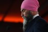NDP Leader Jagmeet Singh pauses while addressing supporters on election night, in Burnaby, B.C., on Monday, April 28, 2025. THE CANADIAN PRESS/Darryl Dyck