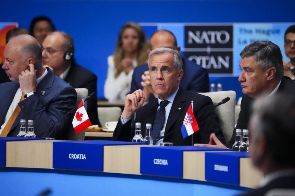 Prime Minister Mark Carney takes part in a meeting of the North Atlantic Council during the NATO Summit in The Hague, Netherlands on Wednesday, June 25, 2025. THE CANADIAN PRESS/Sean Kilpatrick