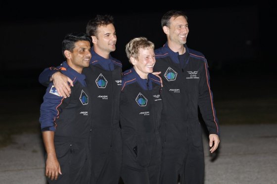 SpaceX Falcon 9 crew: Shubhanshu Shukla of the Indian Space Research Organization, from left, Tibor Kapu of Hungary, commander Peggy Whitson, and Slawosz Uznanski-Wisniewski of Poland. (Terry Renna / The Associated Press)