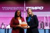 Newly-named general manager Monica Wright Rogers (left) and Teresa Resch, president of the Toronto Tempo, pose with a basketball at a WNBA Toronto Tempo team announcement in Toronto, Thursday, Feb. 20, 2025. THE CANADIAN PRESS/Cole Burston