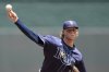 Tampa Bay Rays starting pitcher Shane Baz throws during the first inning of a baseball game against the Kansas City Royals, Thursday, June 26, 2025, in Kansas City, Mo. (AP Photo/Charlie Riedel)
