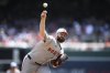 Boston Red Sox starting pitcher Lucas Giolito throws during the fourth inning of a baseball game against the Washington Nationals, Friday, July 4, 2025, in Washington. (AP Photo/Nick Wass)