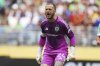 FILE - Seattle Sounders' goalkeeper Stefan Frei reacts during the Club World Cup group B soccer match between Seattle Sounders and Atletico Madrid in Seattle, Thursday, June 19, 2025. (AP Photo/Ryan Sun, File)