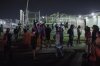 Protesters gather outside the Delaney Hall Detention Facility during protests over federal immigration enforcement raids on Thursday, June 12, 2025, in Newark, N.J. (AP Photo/Olga Fedorova)