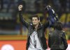 FILE - Inter Milan defender Cristian Chivu, of Romania, waves his fans prior to the start of the Serie A soccer match between Inter Milan and Bologna at the San Siro stadium in Milan, Italy, Saturday, April 5, 2014. (AP Photo/Antonio Calanni, file)