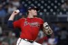 Atlanta Braves pitcher Bryce Elder throws during the first inning of a baseball game against the Philadelphia Phillies, Friday, June 27, 2025, in Atlanta. (AP Photo/Butch Dill)