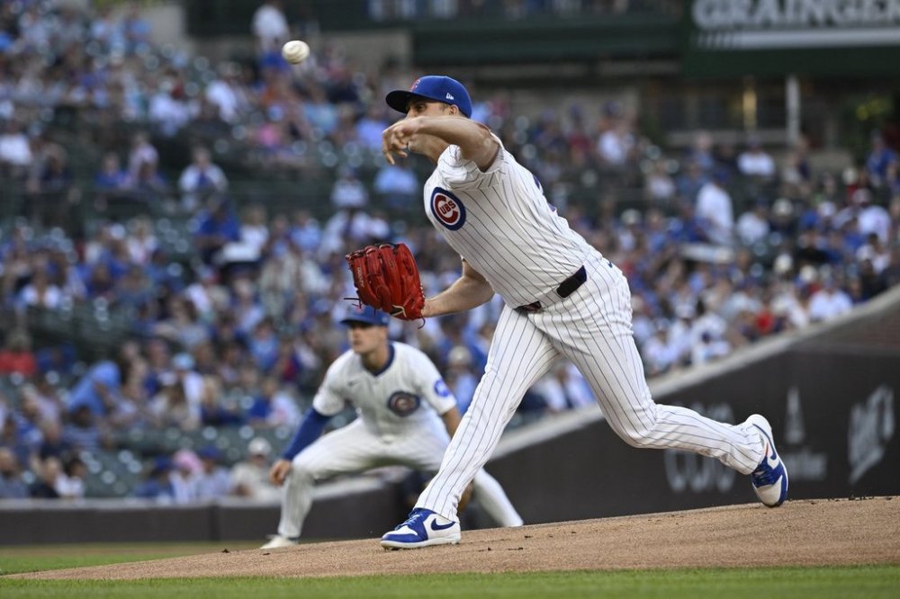 Chicago Cubs pitcher Matthew Boyd delivers during the first inning of a baseball game against the Cleveland Guardians, Tuesday, July 1, 2025, in Chicago. (AP Photo/Matt Marton)