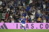 Italy's Giacomo Raspadori celebrates scoring during the World Cup 2026 qualifiers soccer match between Italy and Moldova at the Mapei Stadium, Reggio Emilia, Italy, Monday June 9, 2025. (Massimo Paolone/LaPresse via AP)