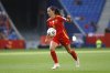 Spain's Aitana Bonmati controls the ball during the women's Nations League soccer match between Spain and England at the RCD Espanyol Stadium, in Barcelona, Spain, Tuesday, June 3, 2025. (AP Photo/Joan Monfort)