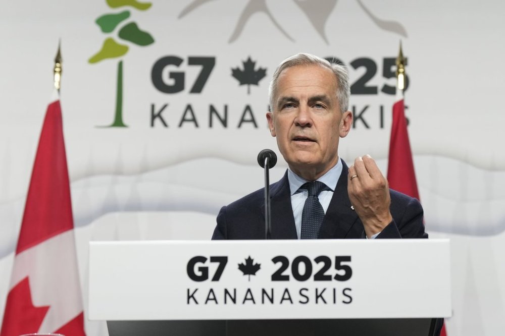 Prime Minister Mark Carney is seen during the closing news conference at the G7 Summit in Kananaskis, Alta., Tuesday, June 17, 2025. THE CANADIAN PRESS/Adrian Wyld