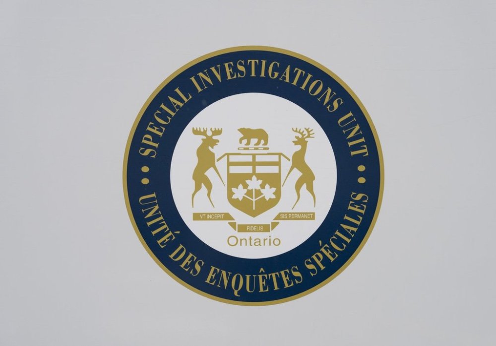 The logo of the Ontario Special Investigations Unit is pictured in Toronto on Friday, April 12, 2024. THE CANADIAN PRESS/Arlyn McAdorey