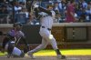 New York Yankees' Cody Bellinger, right, hits a foul ball during the fourth inning of a baseball game against the New York Mets, Saturday, July 5, 2025, in New York. (AP Photo/Angelina Katsanis)