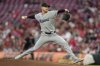 Miami Marlins pitcher Janson Junk throws in the second inning of a baseball game against the Cincinnati Reds in Cincinnati, Monday, July 7, 2025. (AP Photo/Carolyn Kaster)