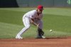 Cleveland Guardians' Gabriel Arias prepares to field a ground ball by St. Louis Cardinals' Nolan Arenado during the first inning of a baseball game, Saturday, June 28, 2025, in Cleveland. (AP Photo/Phil Long)