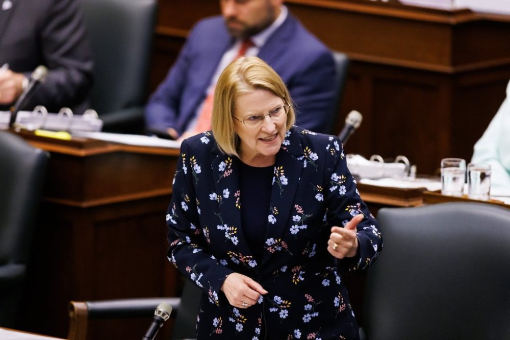 Sylvia Jones, Deputy Premier and Minister of Health speaks during Question Period at Queen's Park in Toronto on Tuesday, May 13, 2025. THE CANADIAN PRESS/Cole Burston