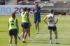 Spanish head coach Montserrat Tome Vazquez, rear center, gestures during the training session of the Spanish women's national football team in Lausanne, Switzerland, Monday, June 30, 2025, ahead of the UEFA Women's EURO 2025. (Cyril Zingaro/Keystone via AP)