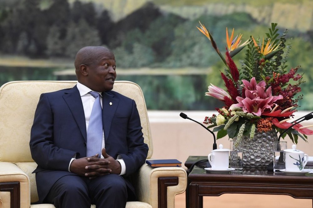 FILE - Then-South Africa's Deputy President David Mabuza speaks during a meeting with Chinese Premier Li Keqiang, not pictured, at the Great Hall of the People in Beijing, Tuesday, Oct. 29, 2019. (Naohiko Hatta/Pool Photo via AP, File)