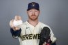 A Feb. 21, 2025 photo of pitcher Brandon Woodruff of the Milwaukee Brewers baseball team. (AP Photo/Lindsey Wasson)