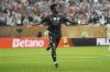 Real Madrid's Vinicius Junior celebrates after scoring his team's first goal during the Club World Cup Group H soccer match between Salzburg and Real Madrid in Philadelphia, Thursday, June 26, 2025. (AP Photo/Matt Slocum)