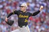 FILE - Pittsburgh Pirates relief pitcher Joey Wentz in action during a baseball game against the Philadelphia Phillies, Saturday, May 17, 2025, in Philadelphia. (AP Photo/Chris Szagola, file)