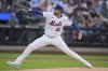 New York Mets' David Peterson pitches during the first inning of a baseball game against the Washington Nationals Wednesday, June 11, 2025, in New York. (AP Photo/Frank Franklin II)